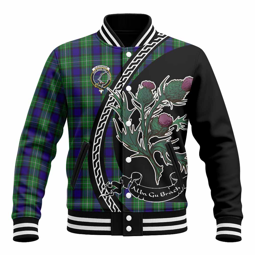 Alexander Family Crest Tartan Baseball Jacket Alba Thistle Inspired - Tartan Vibes Clothing