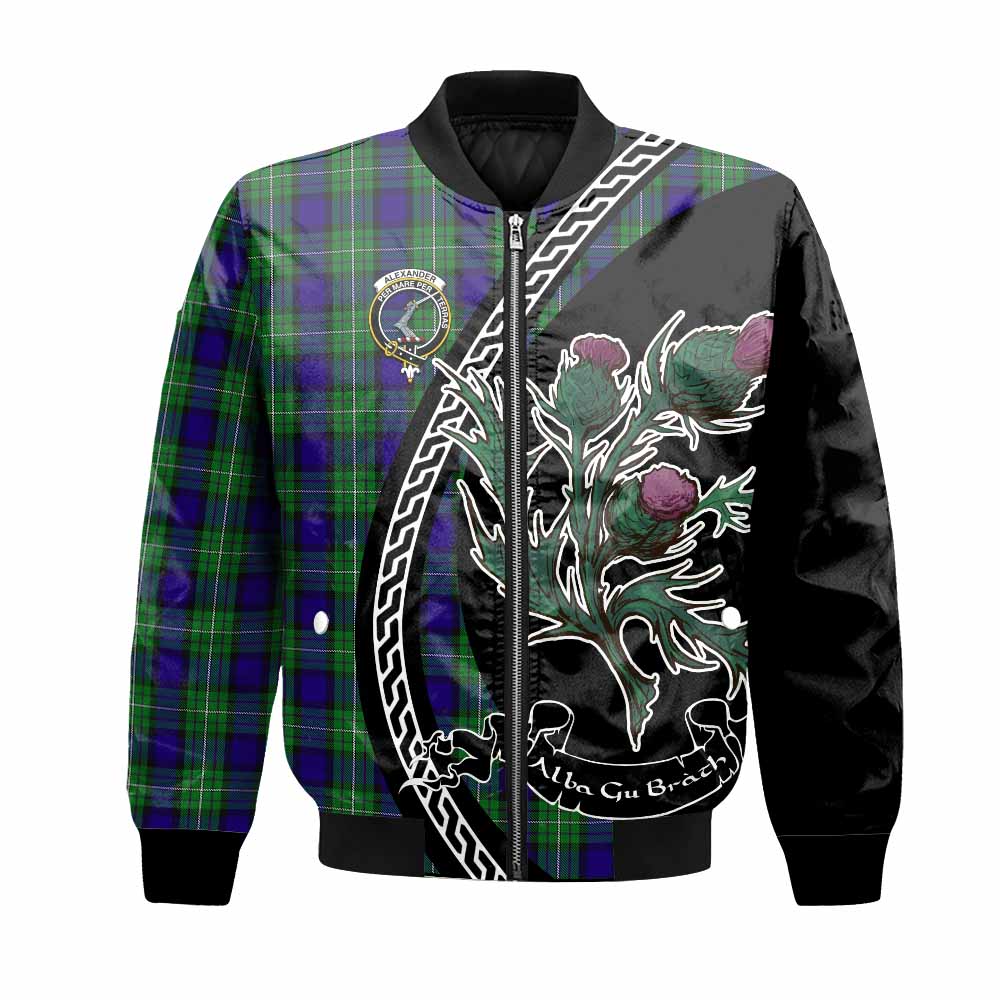 Alexander Family Crest Tartan Bomber Jacket Alba Thistle Inspired - Tartan Vibes Clothing