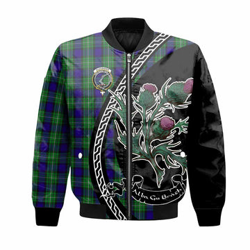 Alexander Family Crest Tartan Bomber Jacket Alba Thistle Inspired - Tartan Vibes Clothing