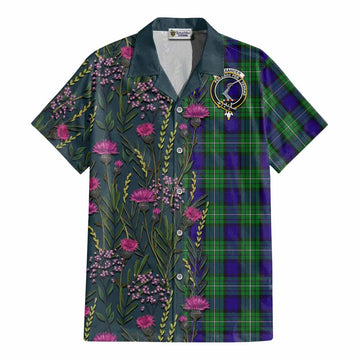 Alexander Family Crest Tartan Cotton Hawaiian Shirt Scottish Thistle Flower Pattern Half Style - Tartan Vibes Clothing