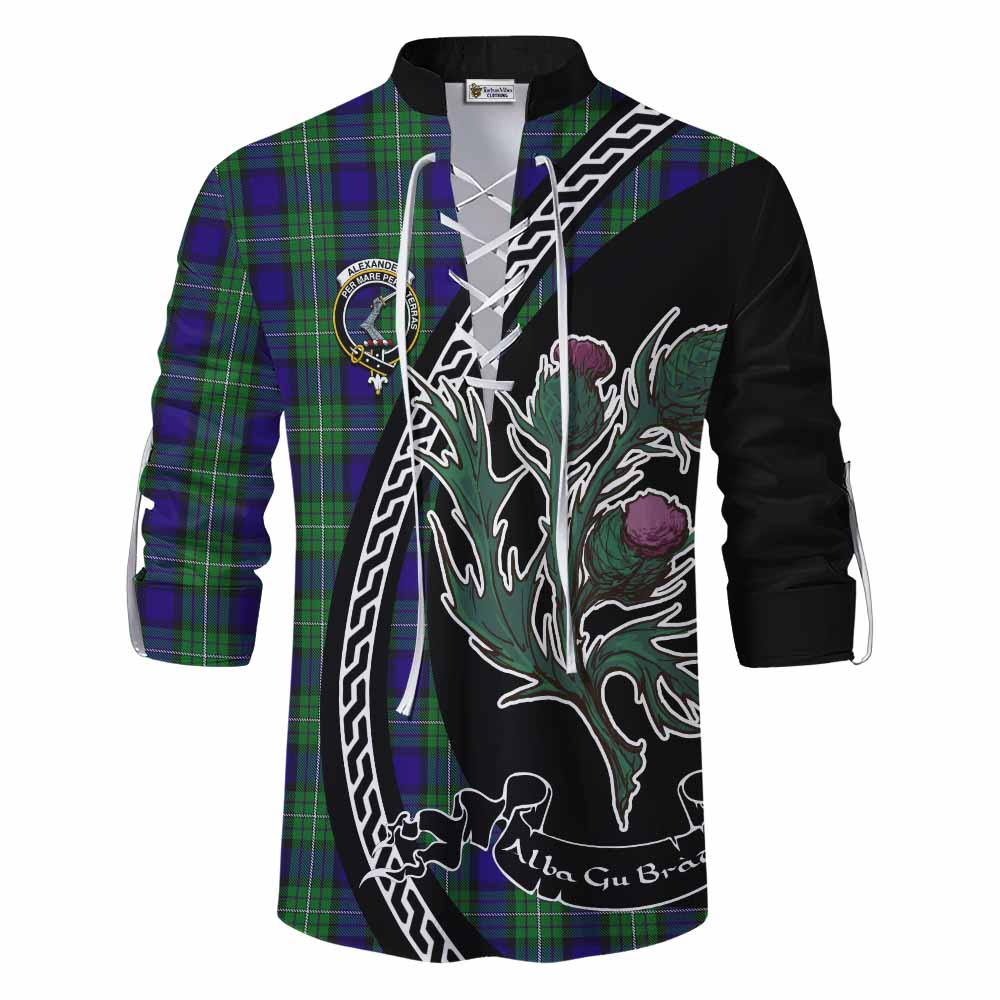 Alexander Family Crest Tartan Ghillie Shirt Alba Thistle Inspired - Tartan Vibes Clothing