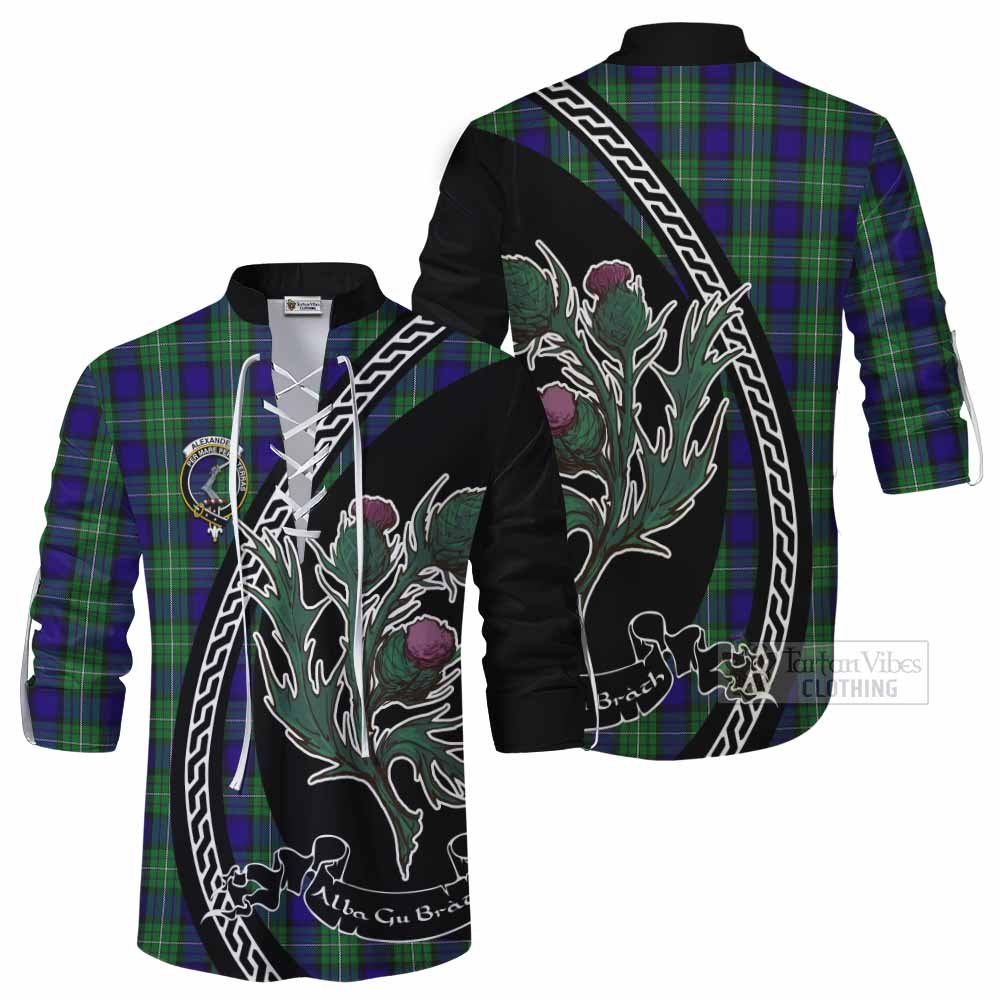 Alexander Family Crest Tartan Ghillie Shirt Alba Thistle Inspired - Tartan Vibes Clothing