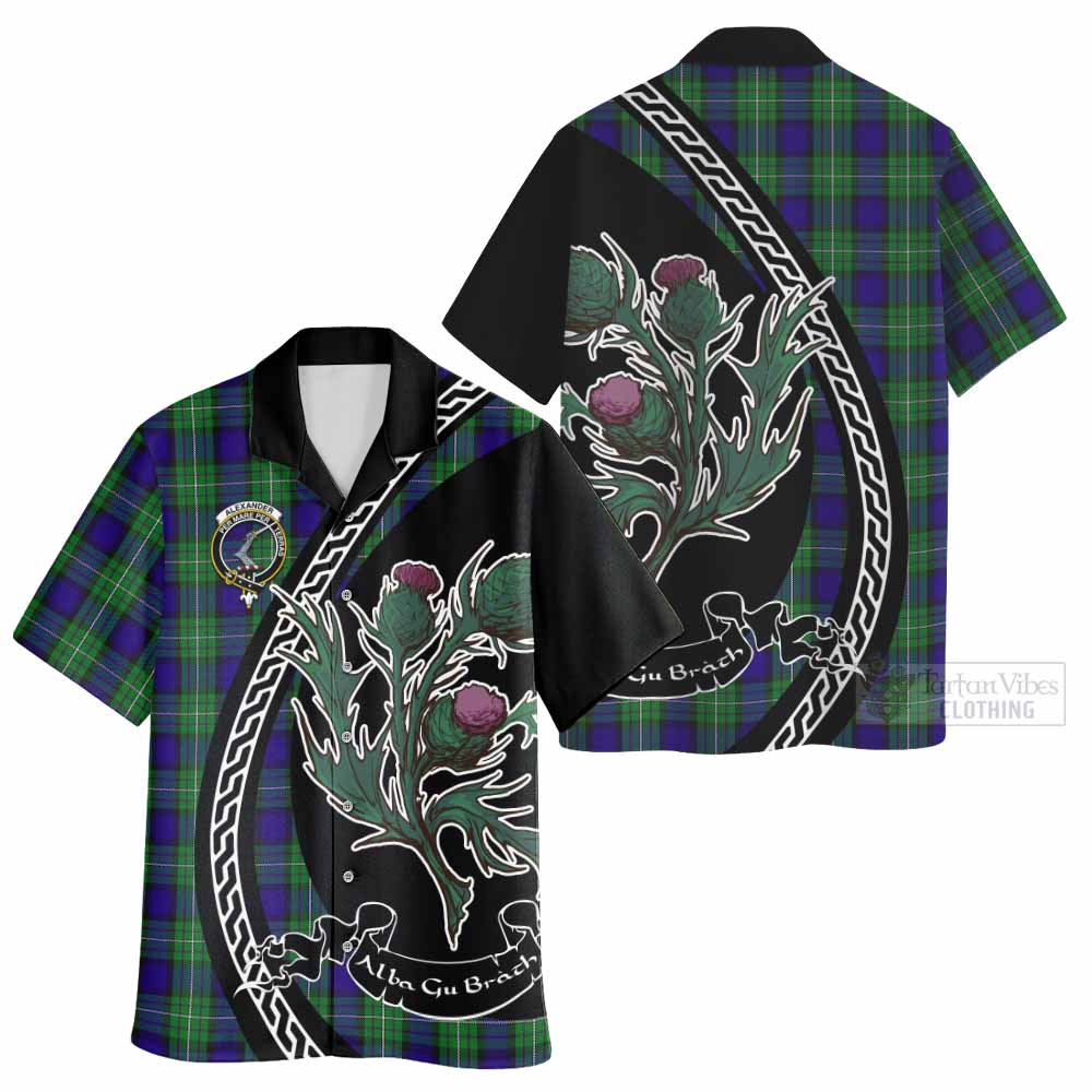 Alexander Family Crest Tartan Hawaiian Shirt Alba Thistle Inspired - Tartan Vibes Clothing