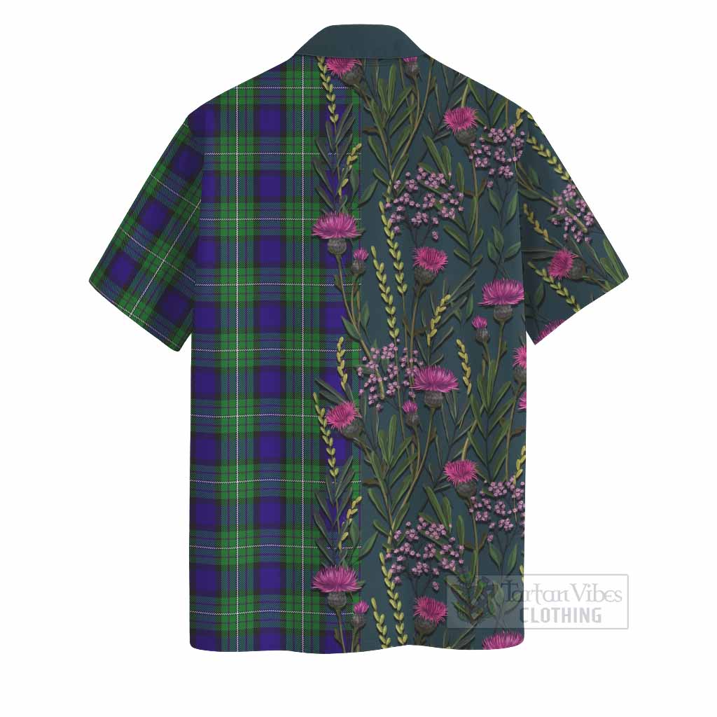 Alexander Family Crest Tartan Hawaiian Shirt Scottish Thistle Flower Pattern Half Style - Tartan Vibes Clothing