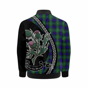 Alexander Family Crest Tartan Kid Bomber Jacket Alba Thistle Inspired - Tartan Vibes Clothing