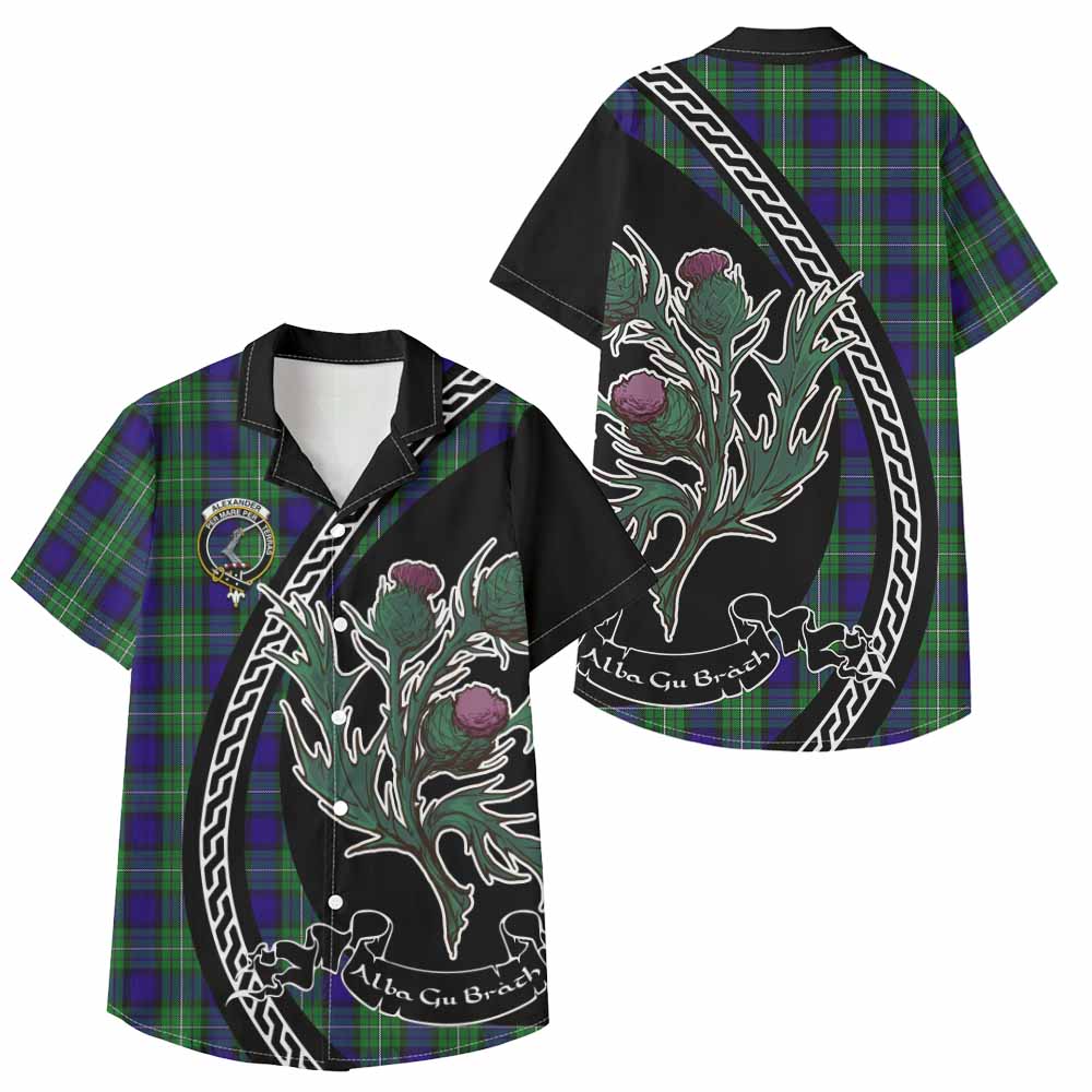 Alexander Family Crest Tartan Kid Hawaiian Shirt Alba Thistle Inspired - Tartan Vibes Clothing