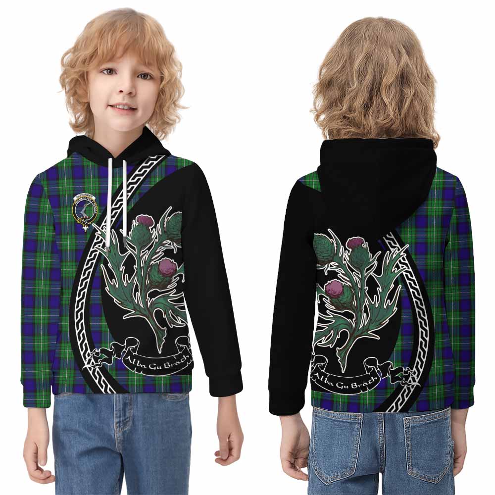 Alexander Family Crest Tartan Kid Hoodie Alba Thistle Inspired - Tartan Vibes Clothing