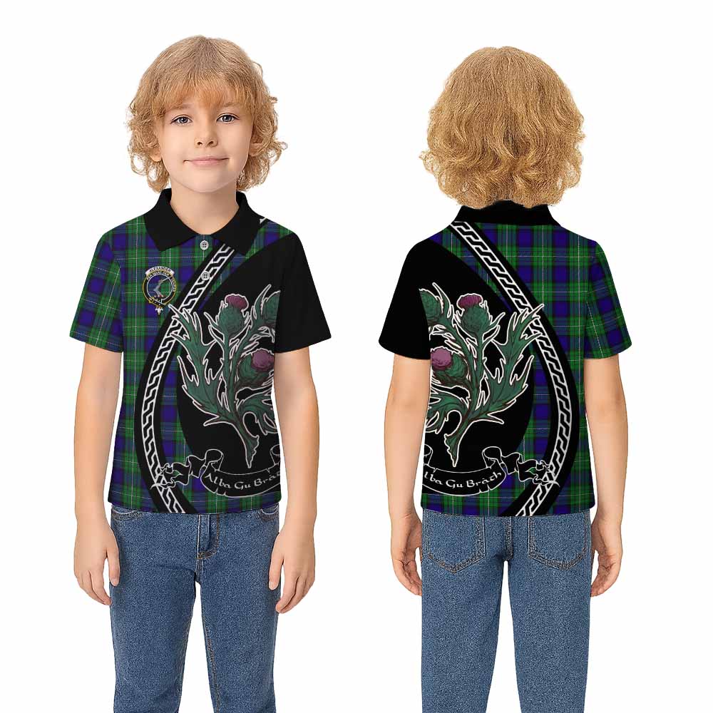 Alexander Family Crest Tartan Kid Polo Shirt Alba Thistle Inspired - Tartan Vibes Clothing