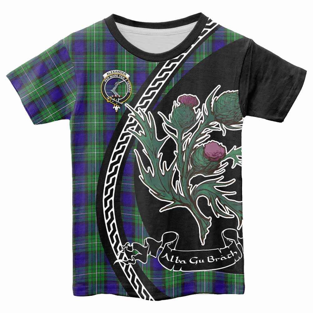 Alexander Family Crest Tartan Kid T-shirt Alba Thistle Inspired - Tartan Vibes Clothing