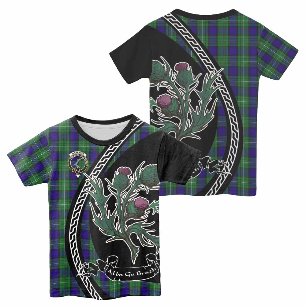 Alexander Family Crest Tartan Kid T-shirt Alba Thistle Inspired - Tartan Vibes Clothing