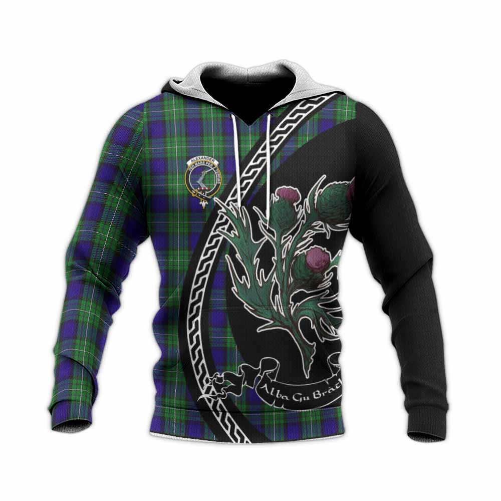 Alexander Family Crest Tartan Knitted Hoodie Alba Thistle Inspired - Tartan Vibes Clothing