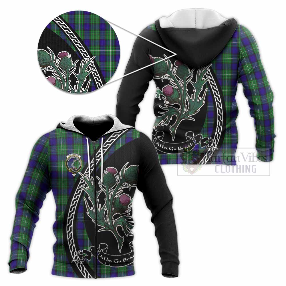 Alexander Family Crest Tartan Knitted Hoodie Alba Thistle Inspired - Tartan Vibes Clothing