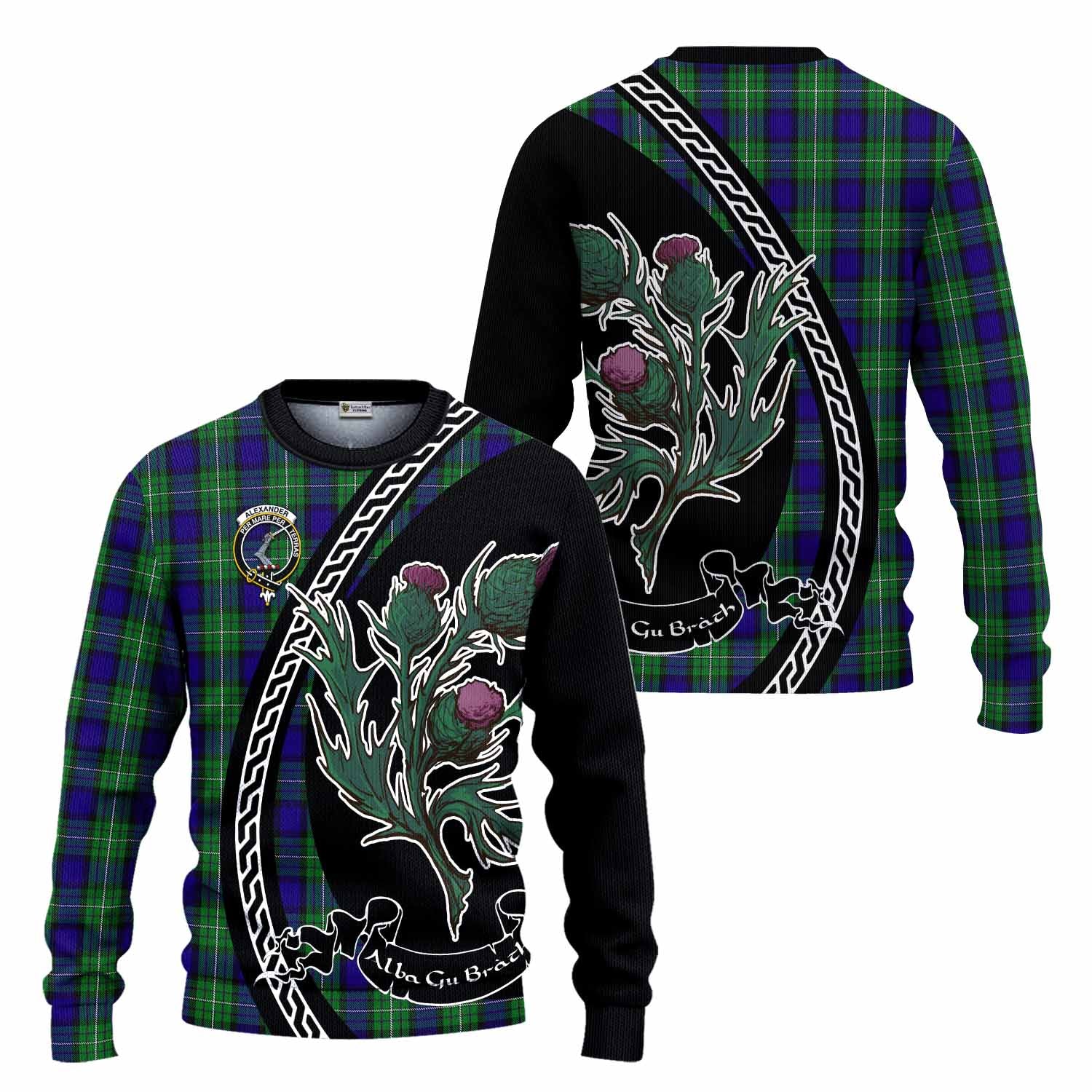 Alexander Family Crest Tartan Knitted Sweater Alba Thistle Inspired - Tartan Vibes Clothing
