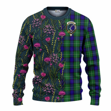 Alexander Family Crest Tartan Knitted Sweater Scottish Thistle Flower Pattern Half Style - Tartan Vibes Clothing