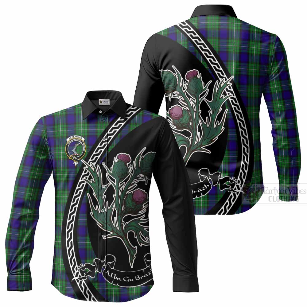 Alexander Family Crest Tartan Long Sleeve Button Shirts Alba Thistle Inspired - Tartan Vibes Clothing