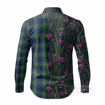 Alexander Family Crest Tartan Long Sleeve Button Shirts Scottish Thistle Flower Pattern Half Style - Tartan Vibes Clothing