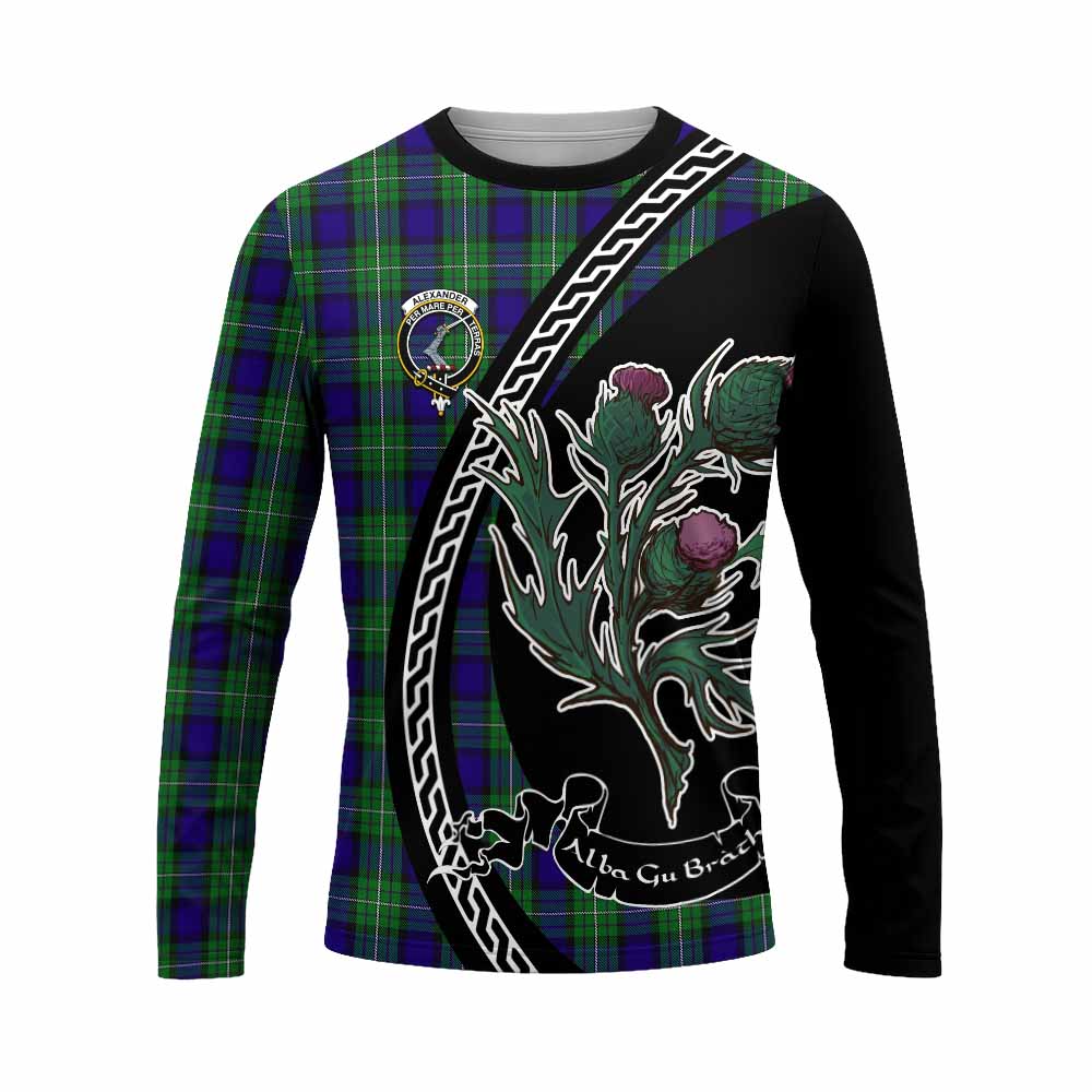 Alexander Family Crest Tartan Long Sleeve T-Shirt Alba Thistle Inspired - Tartan Vibes Clothing