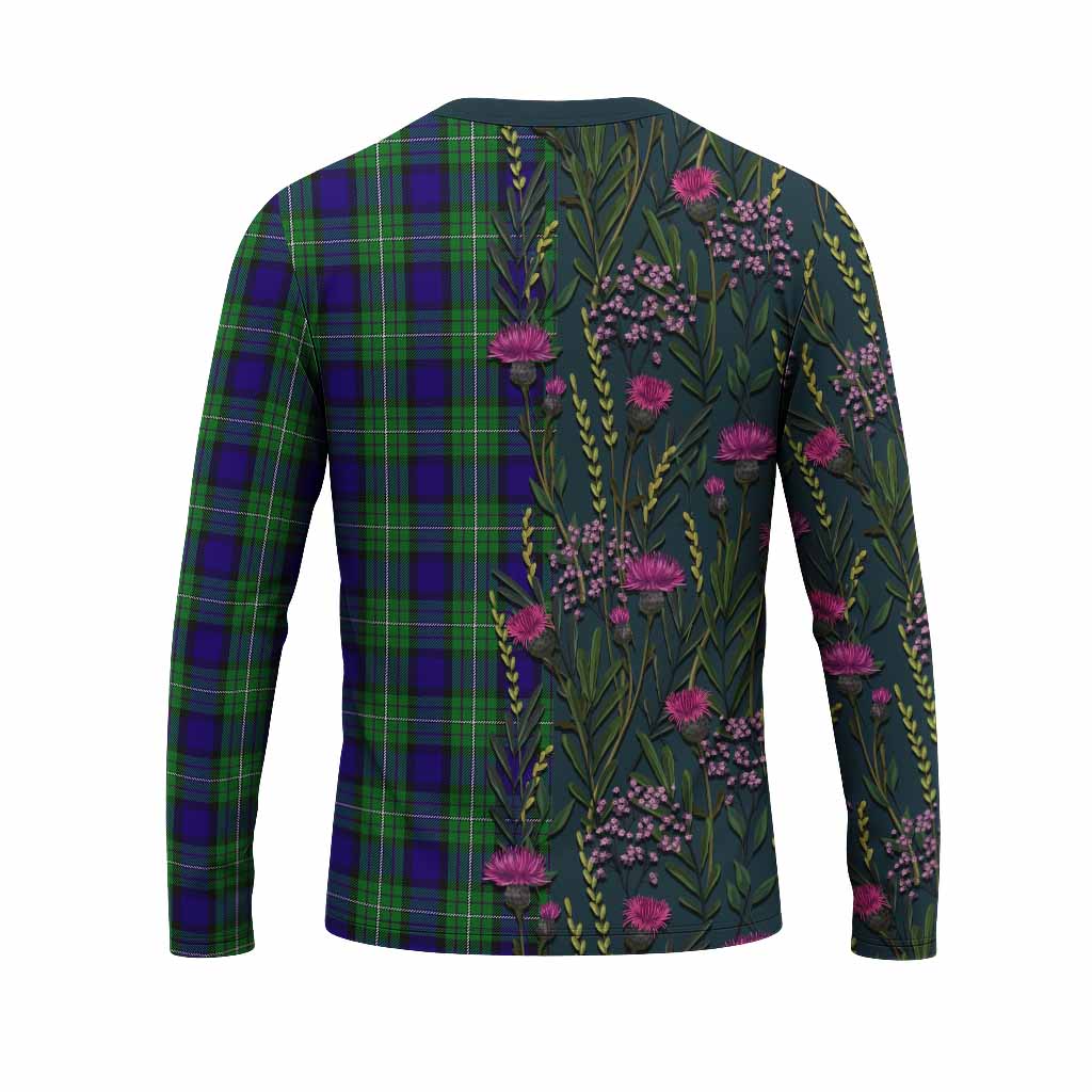 Alexander Family Crest Tartan Long Sleeve T-Shirt Scottish Thistle Flower Pattern Half Style - Tartan Vibes Clothing