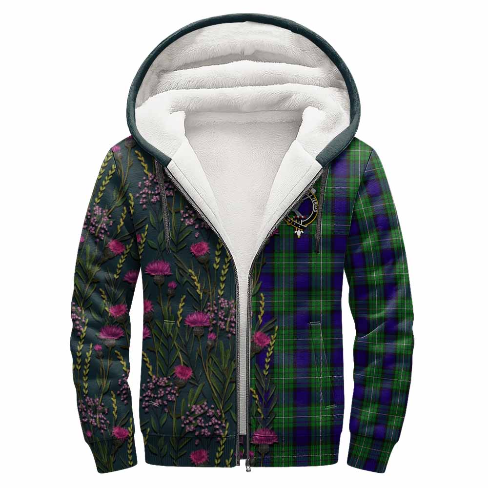 Alexander Family Crest Tartan Sherpa Hoodie Scottish Thistle Flower Pattern Half Style - Tartan Vibes Clothing
