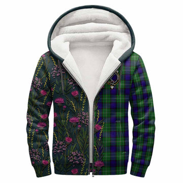 Alexander Family Crest Tartan Sherpa Hoodie Scottish Thistle Flower Pattern Half Style - Tartan Vibes Clothing