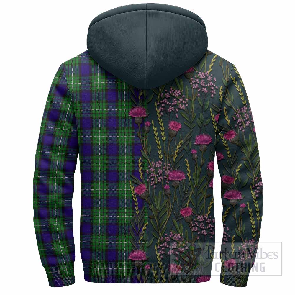 Alexander Family Crest Tartan Sherpa Hoodie Scottish Thistle Flower Pattern Half Style - Tartan Vibes Clothing