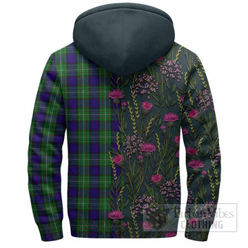 Alexander Family Crest Tartan Sherpa Hoodie Scottish Thistle Flower Pattern Half Style - Tartan Vibes Clothing