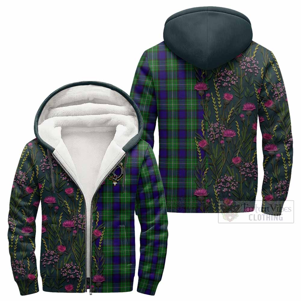 Alexander Family Crest Tartan Sherpa Hoodie Scottish Thistle Flower Pattern Half Style - Tartan Vibes Clothing