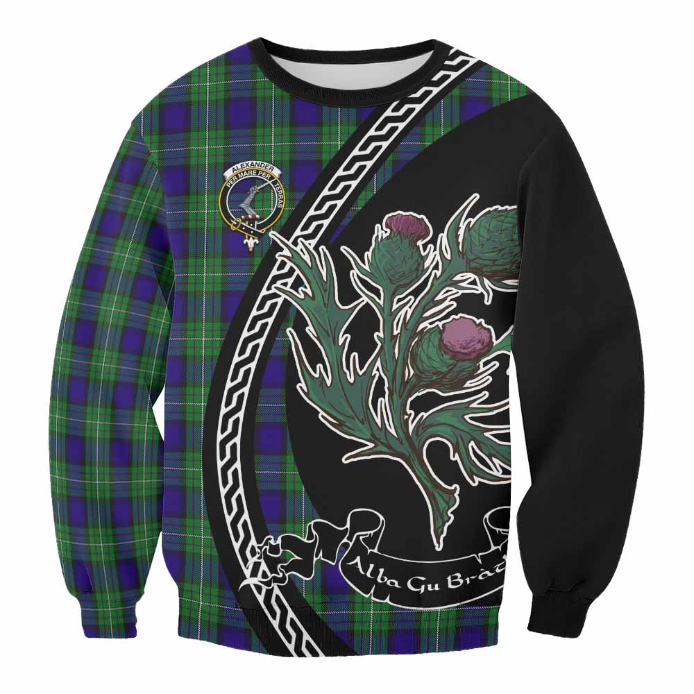 Alexander Family Crest Tartan Sweatshirt Alba Thistle Inspired - Tartan Vibes Clothing