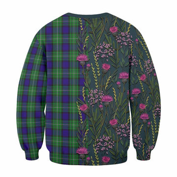Alexander Family Crest Tartan Sweatshirt Scottish Thistle Flower Pattern Half Style - Tartan Vibes Clothing