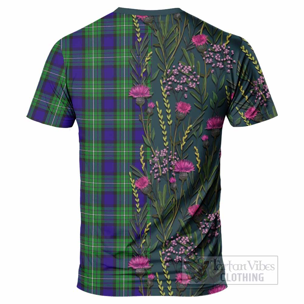Alexander Family Crest Tartan T-Shirt Scottish Thistle Flower Pattern Half Style - Tartan Vibes Clothing