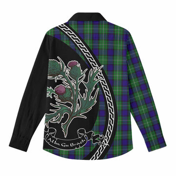 Alexander Family Crest Tartan Women Casual Shirt Alba Thistle Inspired - Tartan Vibes Clothing
