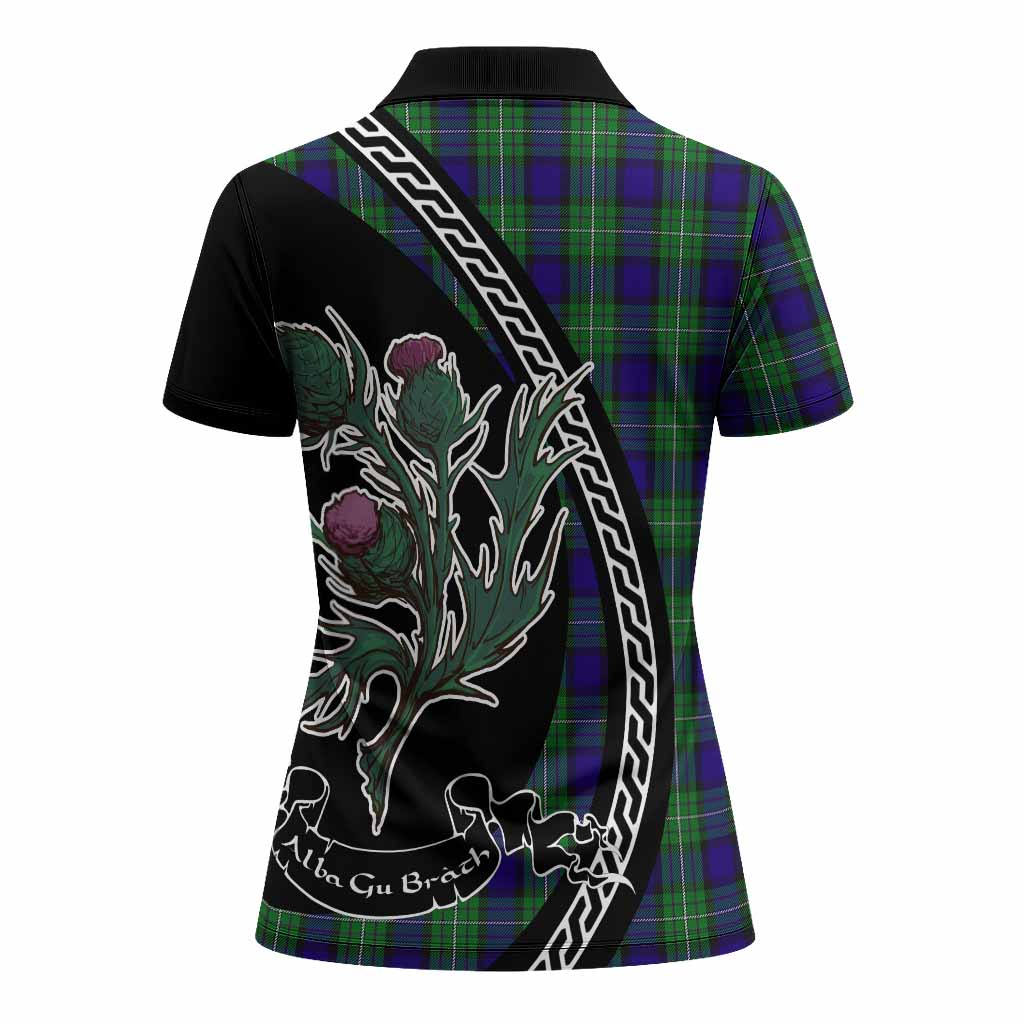 Alexander Family Crest Tartan Women Polo Shirt Alba Thistle Inspired - Tartan Vibes Clothing