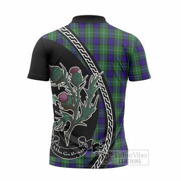 Alexander Family Crest Tartan Zipper Polo Shirt Alba Thistle Inspired - Tartan Vibes Clothing