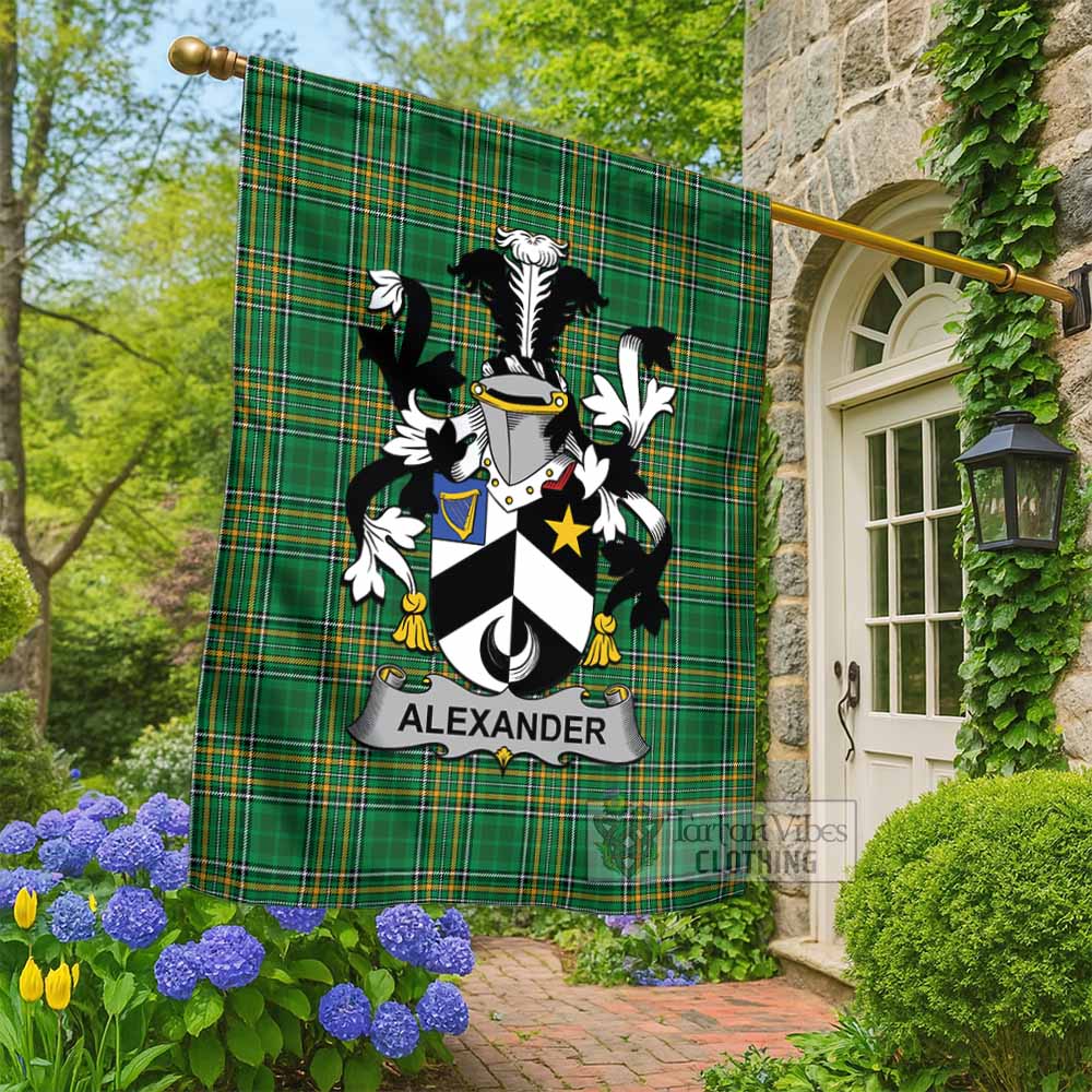 Alexander Irish Clan Tartan Flag with Coat of Arms