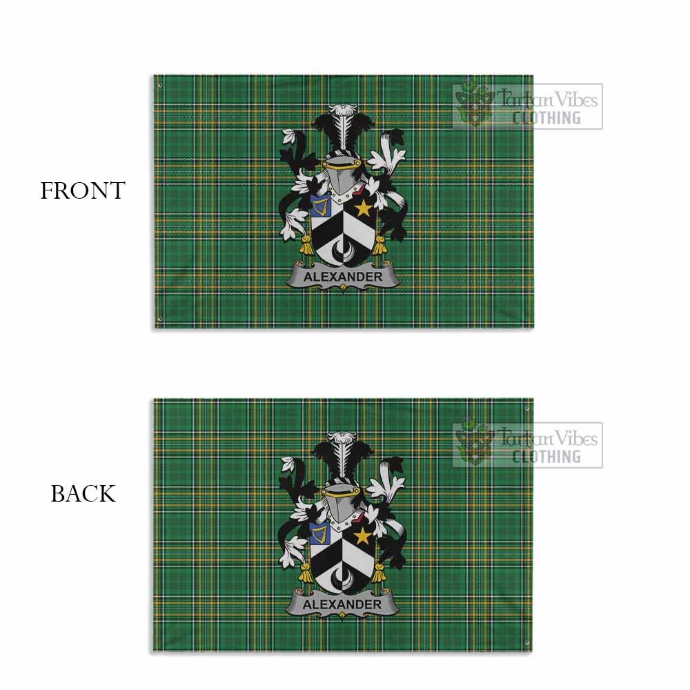 Tartan Vibes Clothing Alexander Irish Clan Tartan House Flag with Coat of Arms
