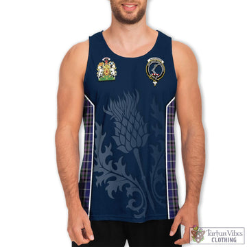 Alexander of Menstry Tartan Men's Tanks Top with Family Crest and Scottish Thistle Vibes Sport Style
