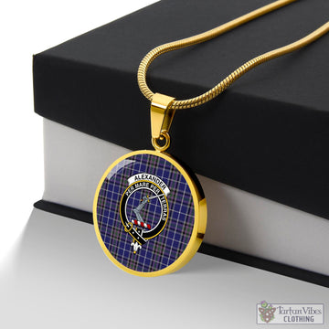 Alexander of Menstry Tartan Circle Necklace with Family Crest