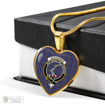 Alexander of Menstry Tartan Heart Necklace with Family Crest