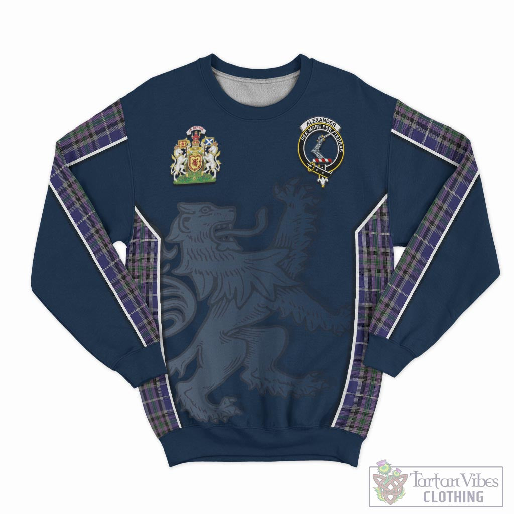 Tartan Vibes Clothing Alexander of Menstry Tartan Sweater with Family Crest and Lion Rampant Vibes Sport Style