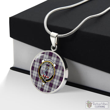 Alexander of Menstry Dress Tartan Circle Necklace with Family Crest