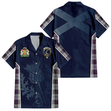 Alexander of Menstry Dress Tartan Short Sleeve Button Up Shirt with Family Crest and Scottish Thistle Vibes Sport Style