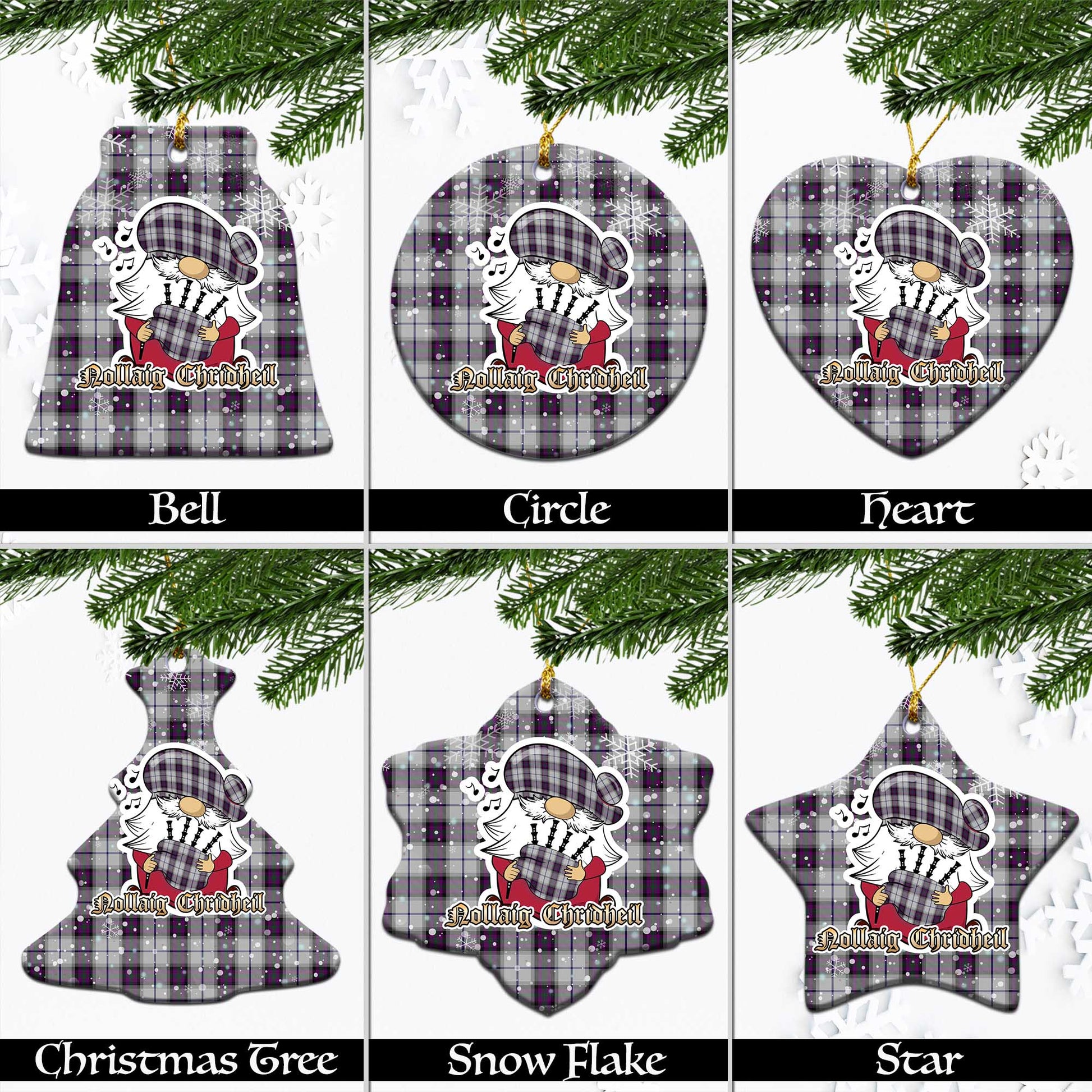 Alexander of Menstry Dress Tartan Christmas Ornaments with Scottish Gnome Playing Bagpipes Ceramic - Tartanvibesclothing