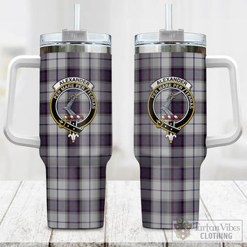 Alexander of Menstry Dress Tartan and Family Crest Tumbler with Handle