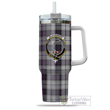 Alexander of Menstry Dress Tartan and Family Crest Tumbler with Handle