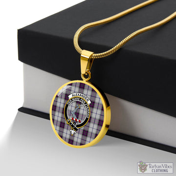 Alexander of Menstry Dress Tartan Circle Necklace with Family Crest