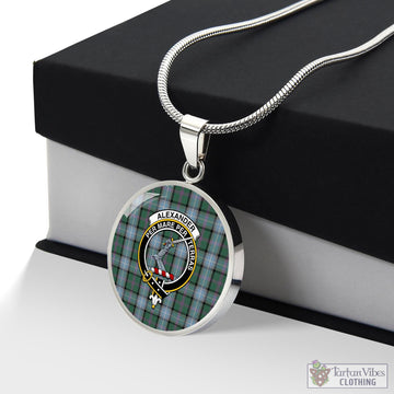 Alexander of Menstry Hunting Tartan Circle Necklace with Family Crest