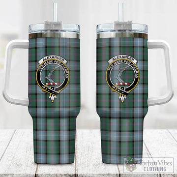 Alexander of Menstry Hunting Tartan and Family Crest Tumbler with Handle