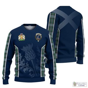 Alexander of Menstry Hunting Tartan Knitted Sweatshirt with Family Crest and Scottish Thistle Vibes Sport Style