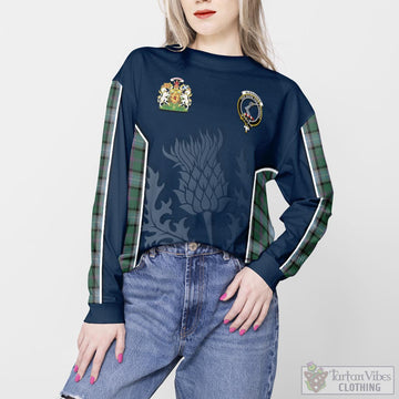 Alexander of Menstry Hunting Tartan Sweatshirt with Family Crest and Scottish Thistle Vibes Sport Style