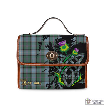 Alexander of Menstry Hunting Tartan Waterproof Canvas Bag with Scotland Map and Thistle Celtic Accents